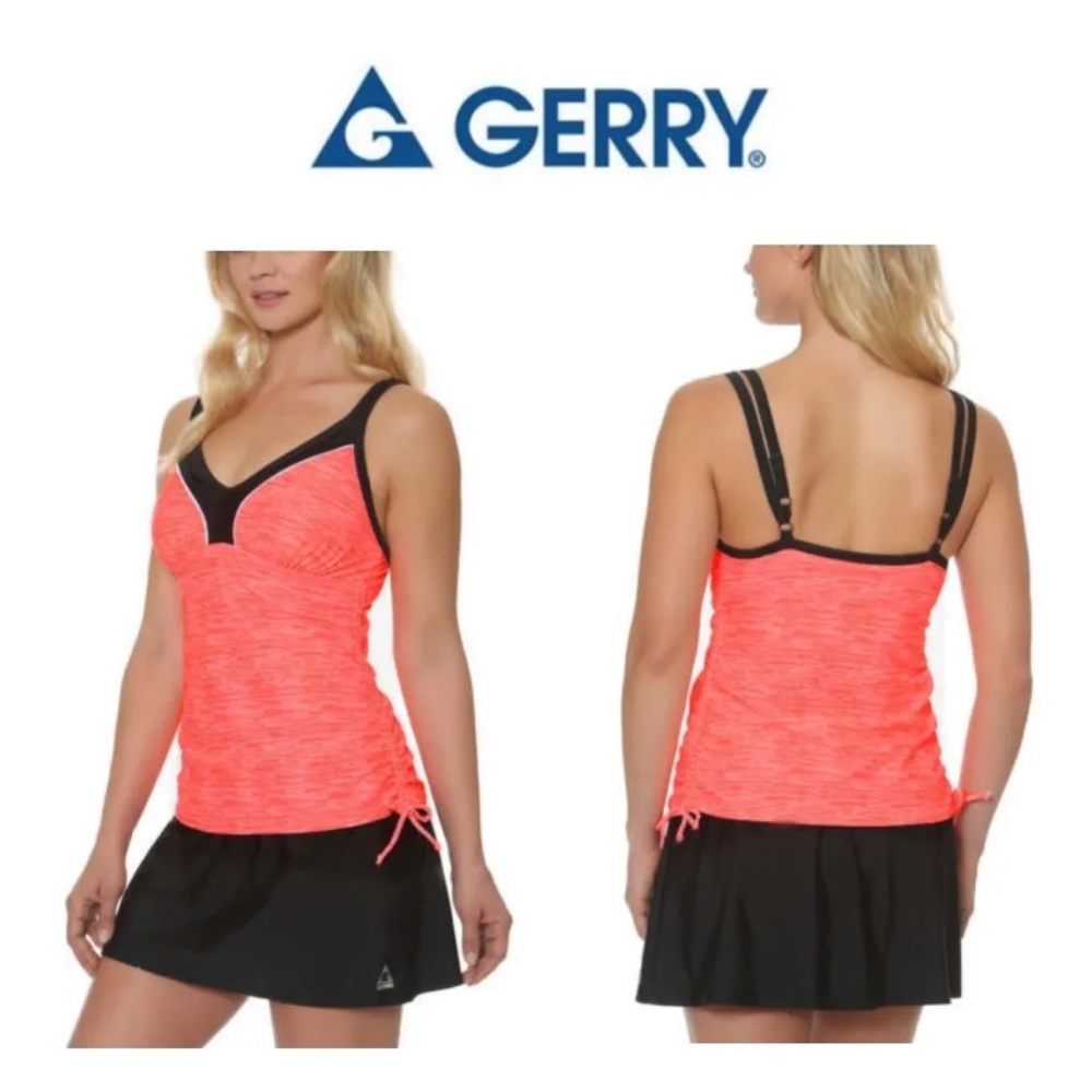 Gerry 2 Piece Tankini Swimsuit Bathing Suit Pink & Black Women's Size Small